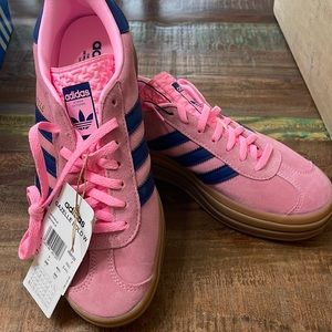 Brand new with tags/box Adidas Gazelle Bold Pink Glow/Blue Women’s 8.5 Sneakers